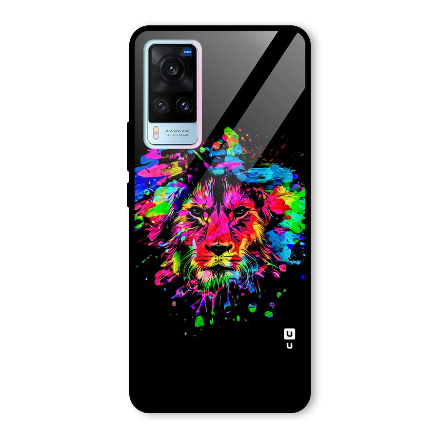 Artistic Lion Art Splash Glass Back Case for Vivo X60