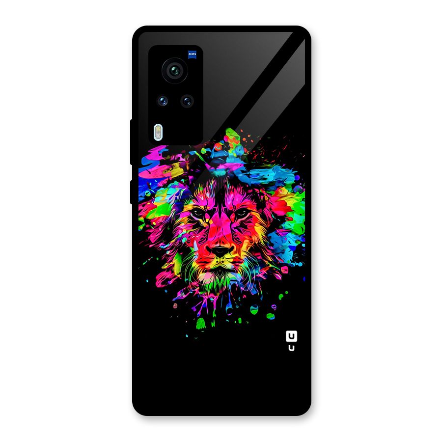 Artistic Lion Art Splash Glass Back Case for Vivo X60 Pro