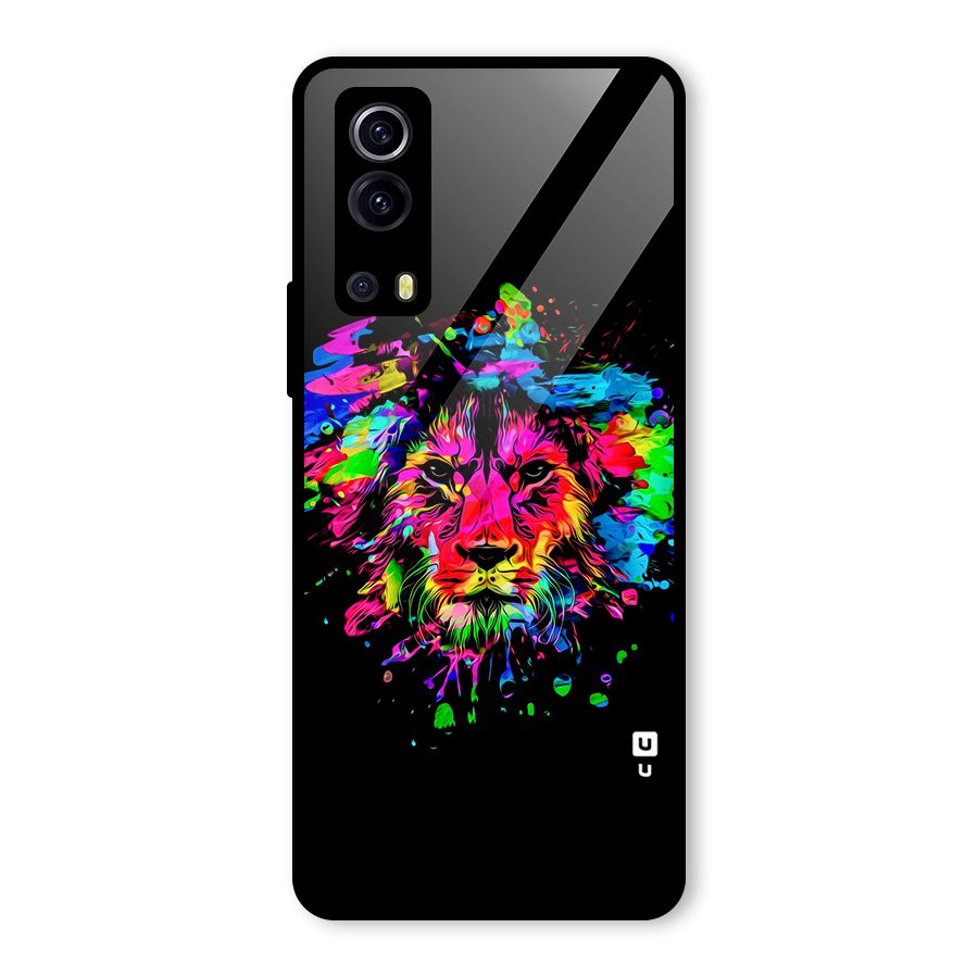 Artistic Lion Art Splash Glass Back Case for Vivo iQOO Z3