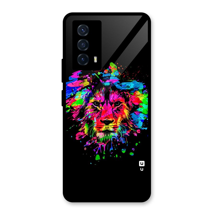 Artistic Lion Art Splash Glass Back Case for Vivo iQOO Z5