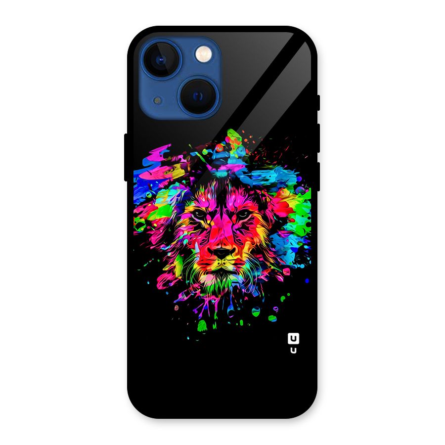 Artistic Lion Art Splash Glass Back Case for iPhone 13 Mini