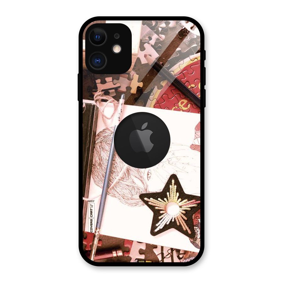 Artistic Messy Glass Back Case for iPhone 11 Logo Cut