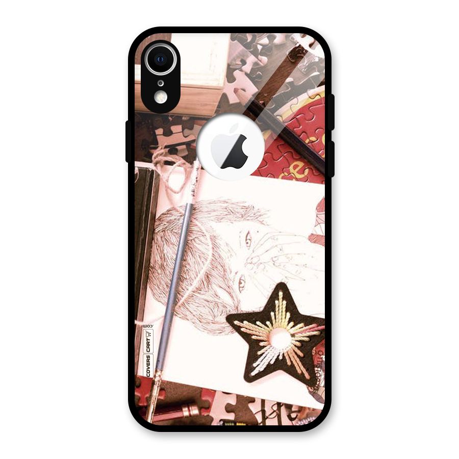 Artistic Messy Glass Back Case for iPhone XR Logo Cut
