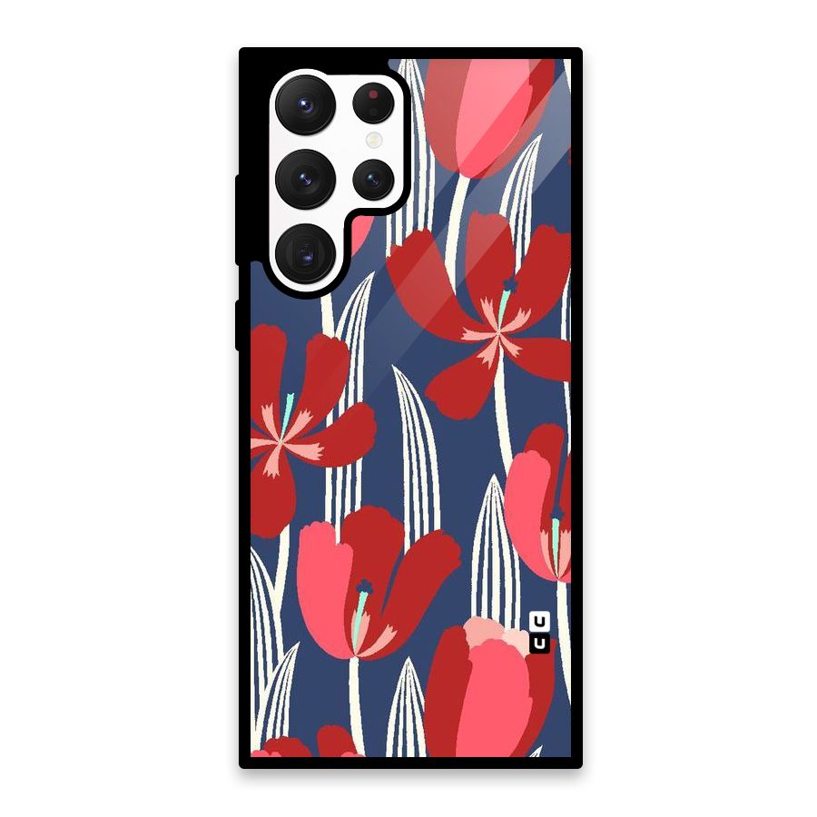 Artistic Tulips Glass Back Case for Galaxy S22 Ultra 5G