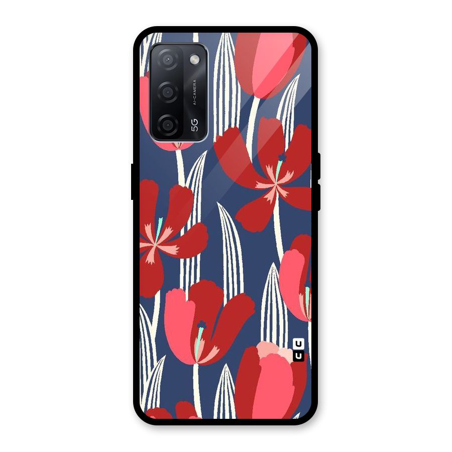 Artistic Tulips Glass Back Case for Oppo A53s 5G