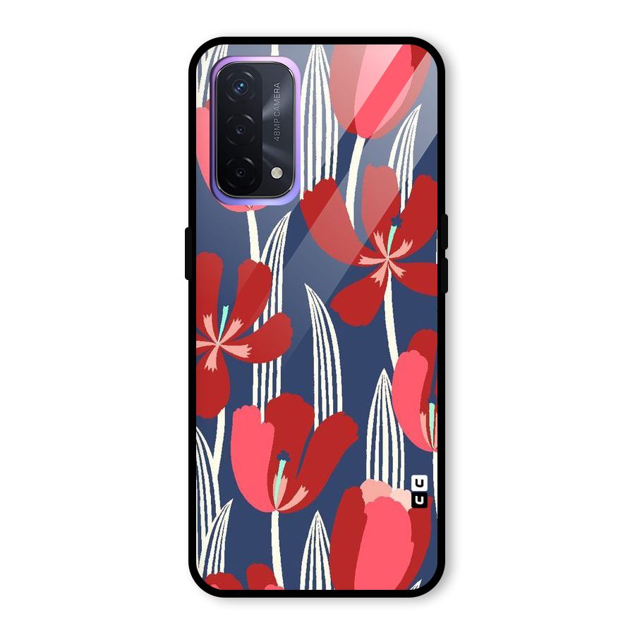 Artistic Tulips Glass Back Case for Oppo A74 5G
