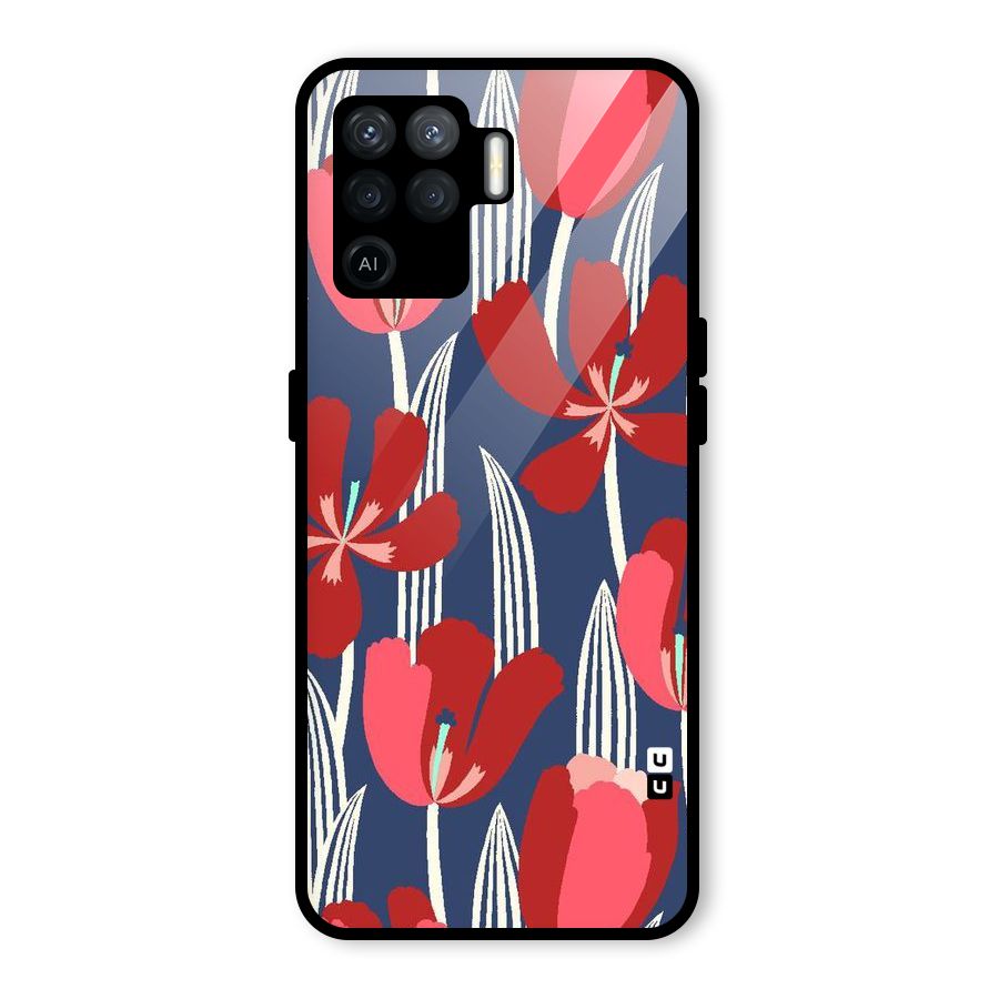 Artistic Tulips Glass Back Case for Oppo F19 Pro