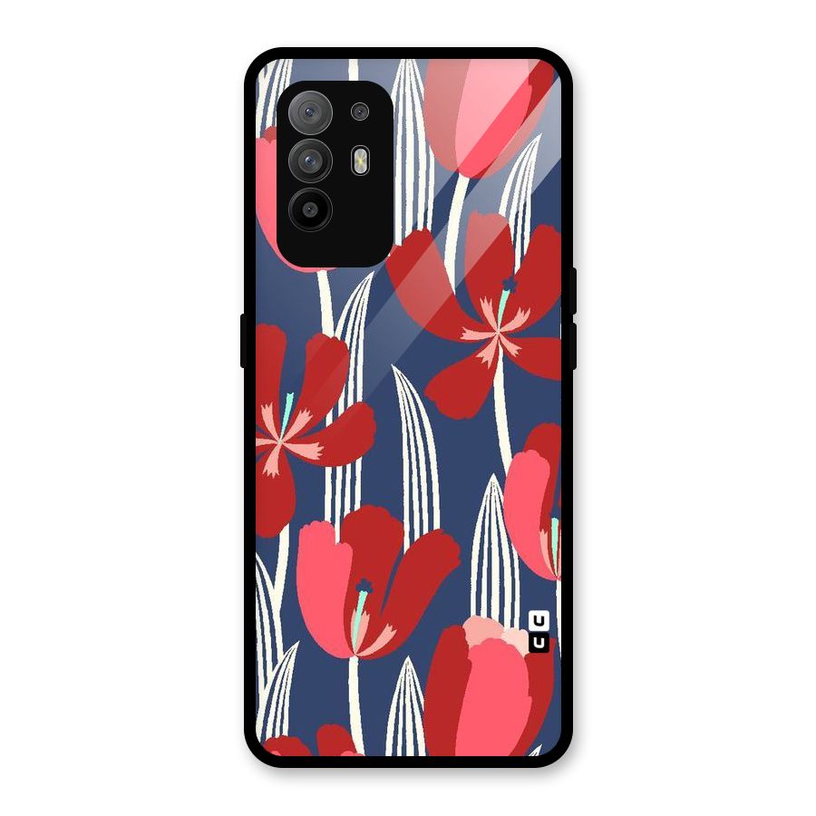 Artistic Tulips Glass Back Case for Oppo F19 Pro Plus 5G