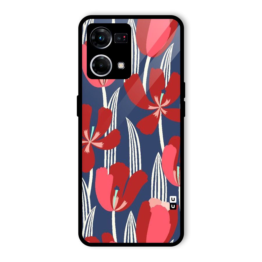Artistic Tulips Glass Back Case for Oppo F21 Pro 4G