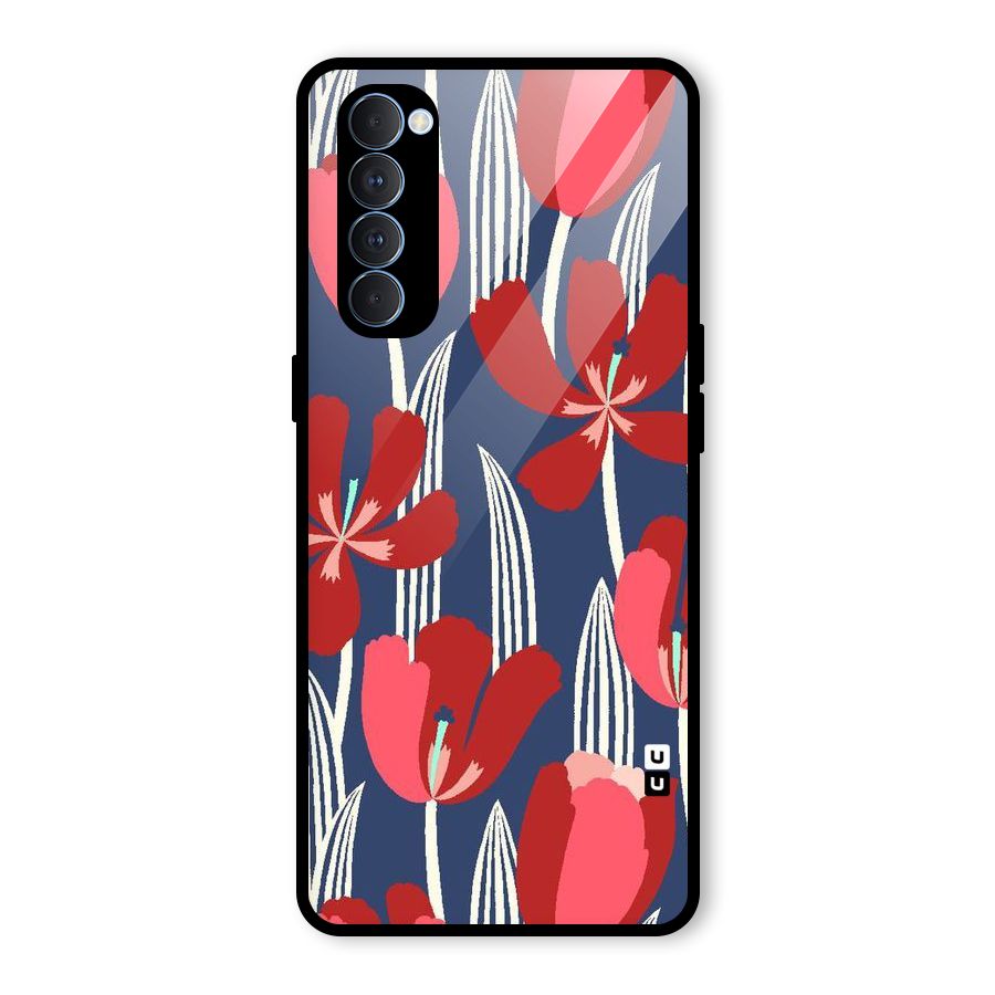 Artistic Tulips Glass Back Case for Oppo Reno4 Pro