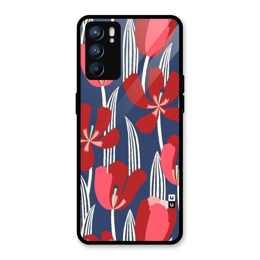 Artistic Tulips Glass Back Case for Oppo Reno6 5G