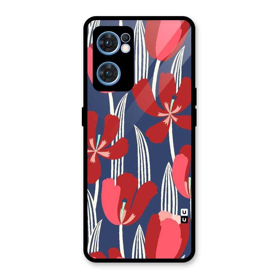 Artistic Tulips Glass Back Case for Oppo Reno7 5G