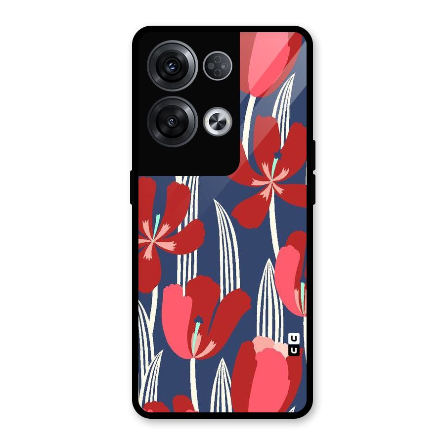 Artistic Tulips Glass Back Case for Oppo Reno8 Pro 5G