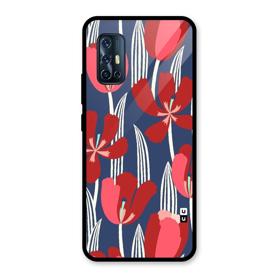 Artistic Tulips Glass Back Case for Vivo V17