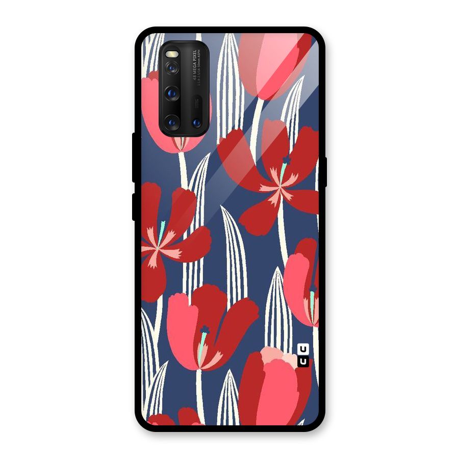 Artistic Tulips Glass Back Case for Vivo iQOO 3