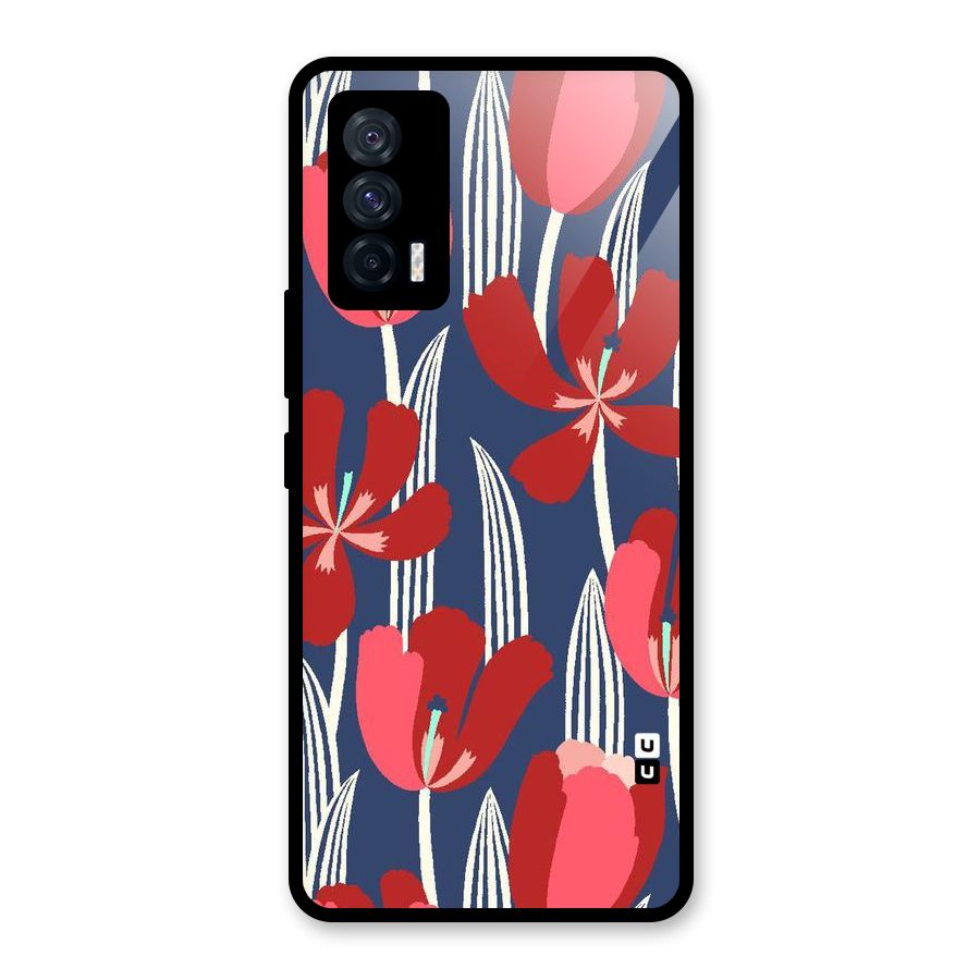 Artistic Tulips Glass Back Case for Vivo iQOO 7 5G