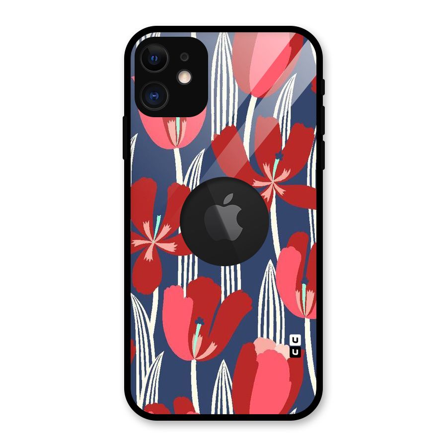 Artistic Tulips Glass Back Case for iPhone 11 Logo Cut
