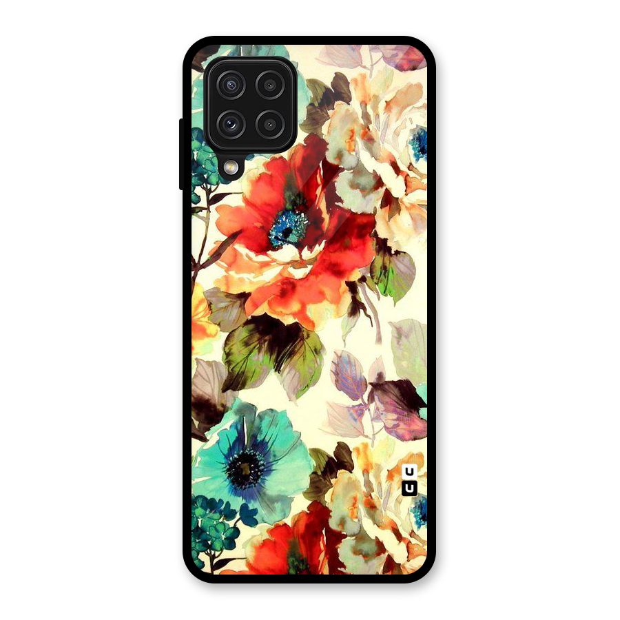 Artsy Bloom Flower Glass Back Case for Galaxy A22 4G