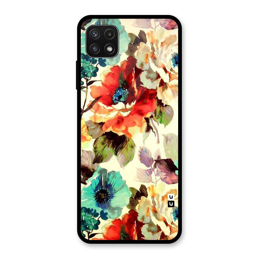 Artsy Bloom Flower Glass Back Case for Galaxy A22 5G