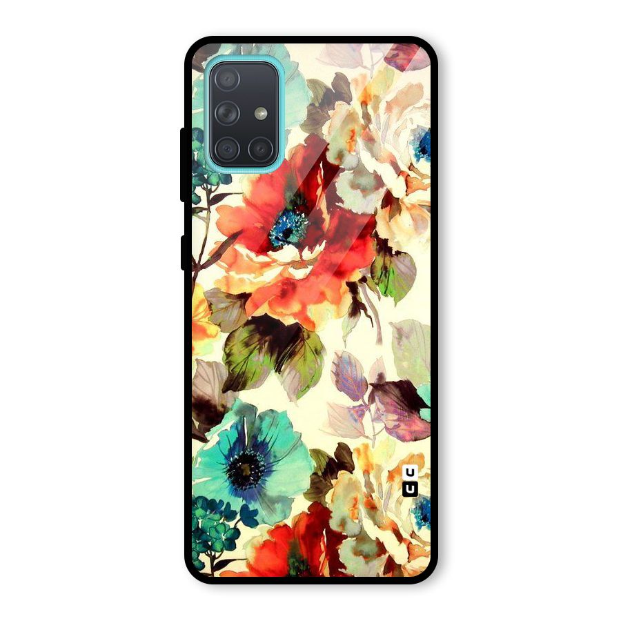 Artsy Bloom Flower Glass Back Case for Galaxy A71