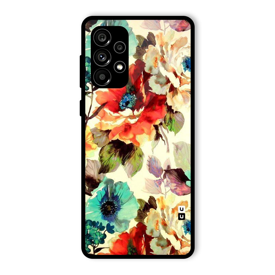 Artsy Bloom Flower Glass Back Case for Galaxy A73 5G