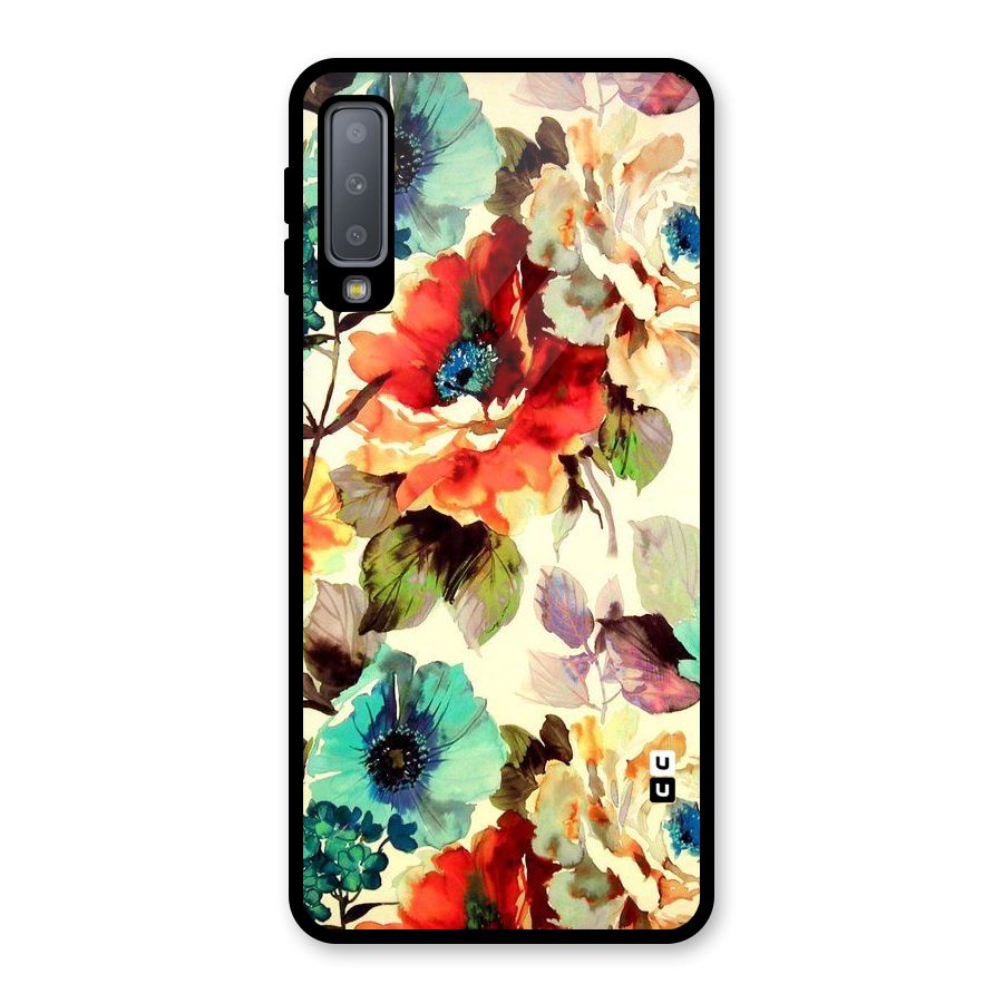 Artsy Bloom Flower Glass Back Case for Galaxy A7 (2018)