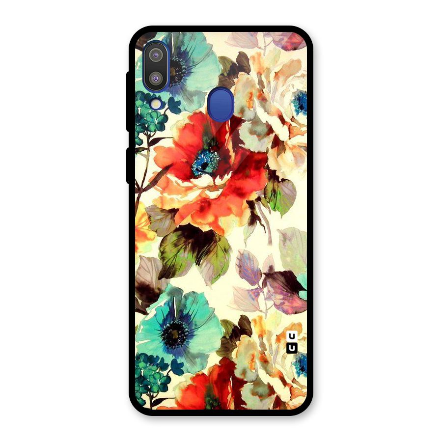Artsy Bloom Flower Glass Back Case for Galaxy M20