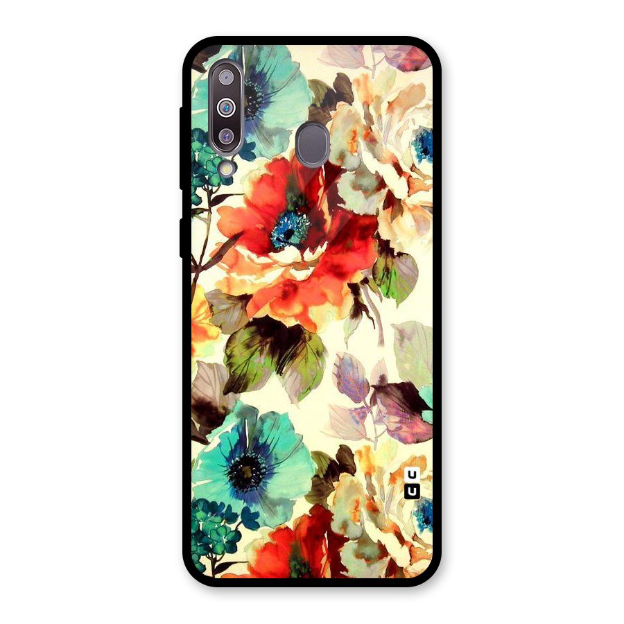 Artsy Bloom Flower Glass Back Case for Galaxy M30
