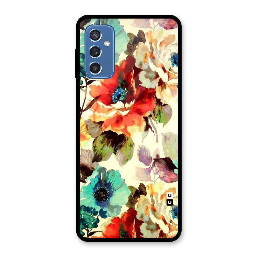 Artsy Bloom Flower Glass Back Case for Galaxy M52 5G