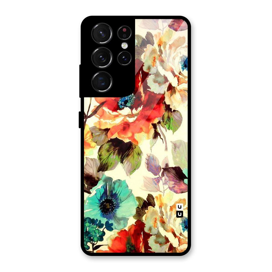 Artsy Bloom Flower Glass Back Case for Galaxy S21 Ultra 5G