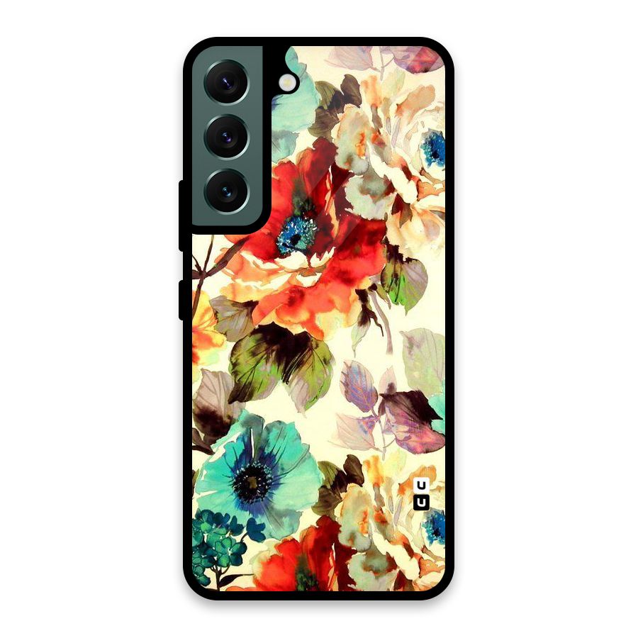 Artsy Bloom Flower Glass Back Case for Galaxy S22 5G