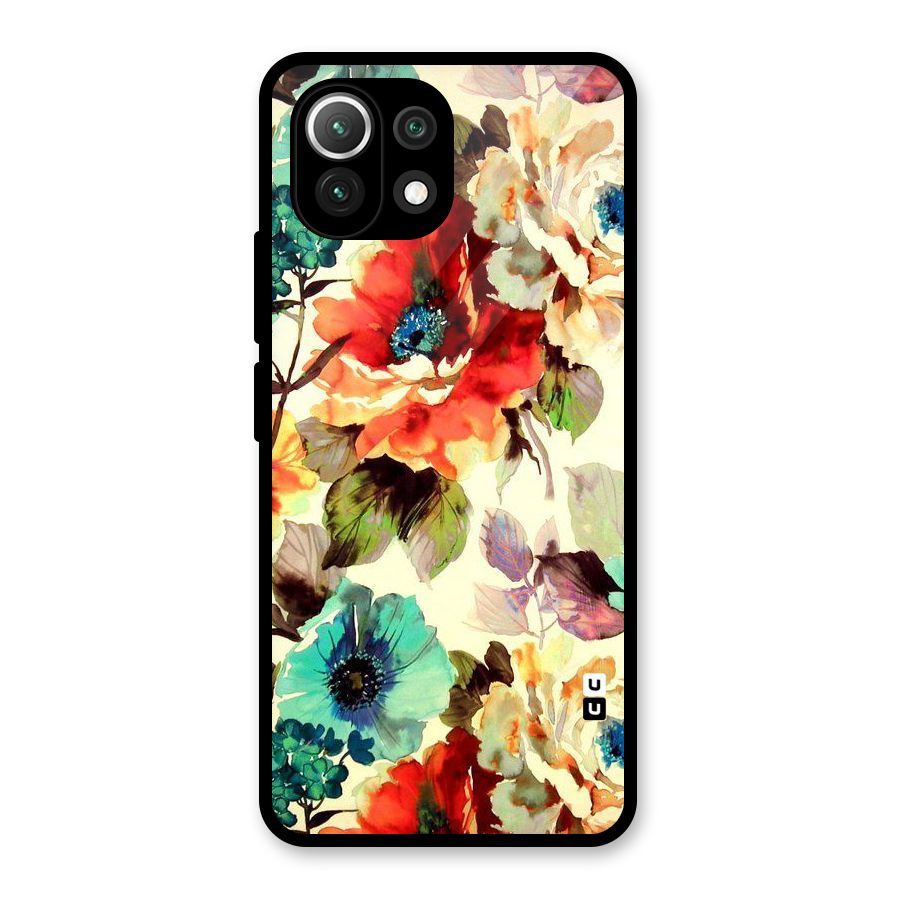 Artsy Bloom Flower Glass Back Case for Mi 11 Lite