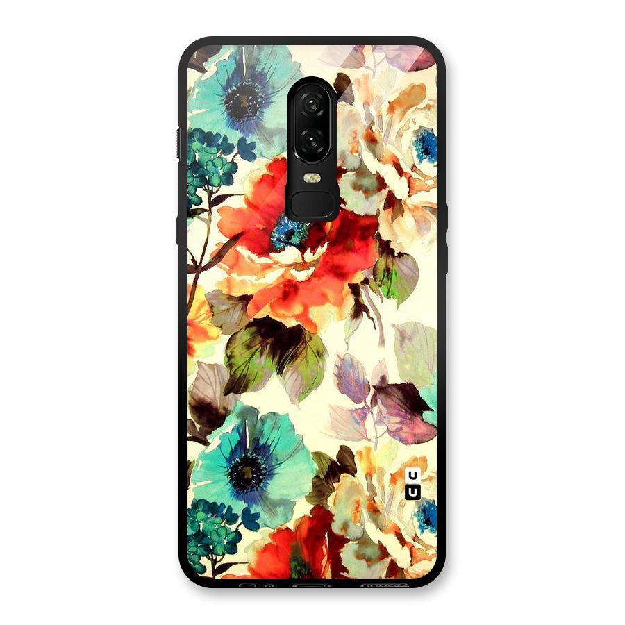 Artsy Bloom Flower Glass Back Case for OnePlus 6