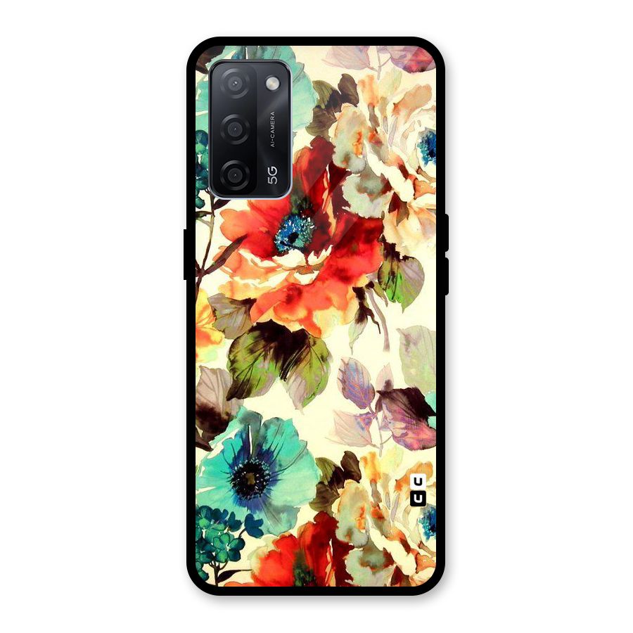 Artsy Bloom Flower Glass Back Case for Oppo A53s 5G