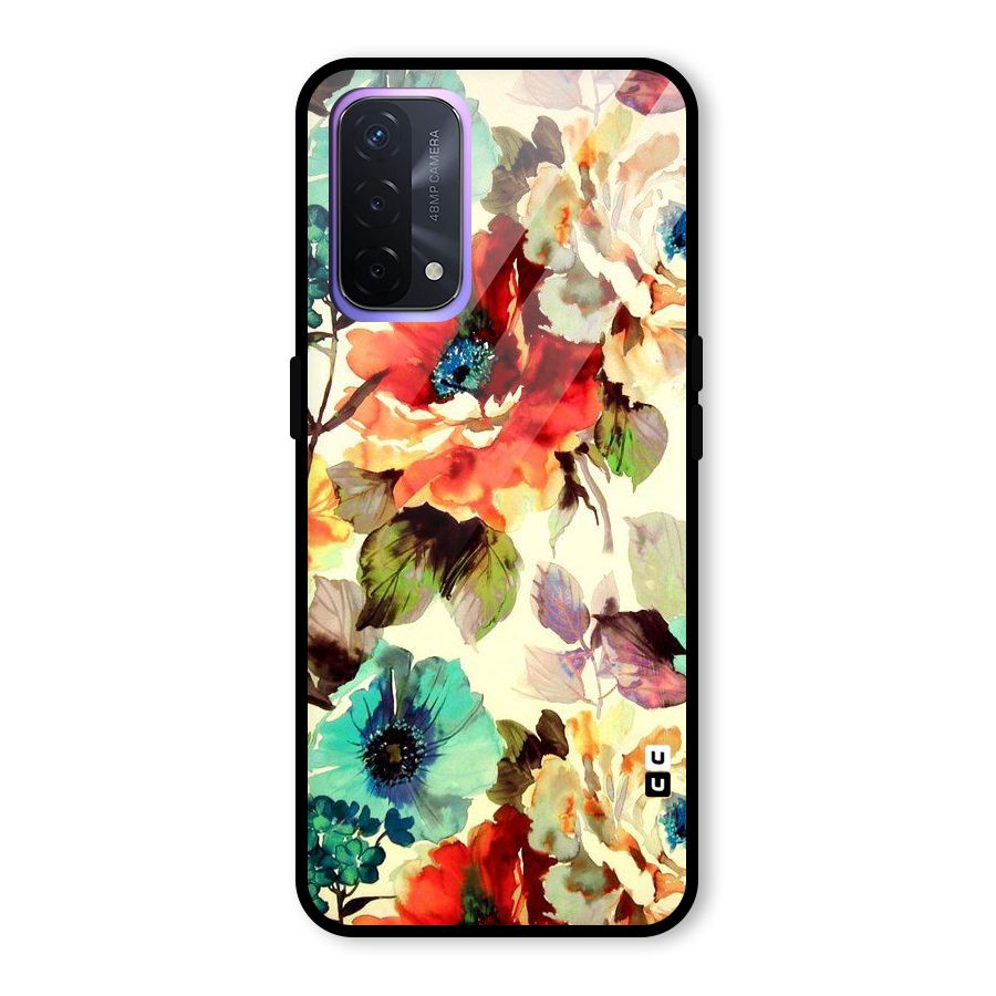 Artsy Bloom Flower Glass Back Case for Oppo A74 5G