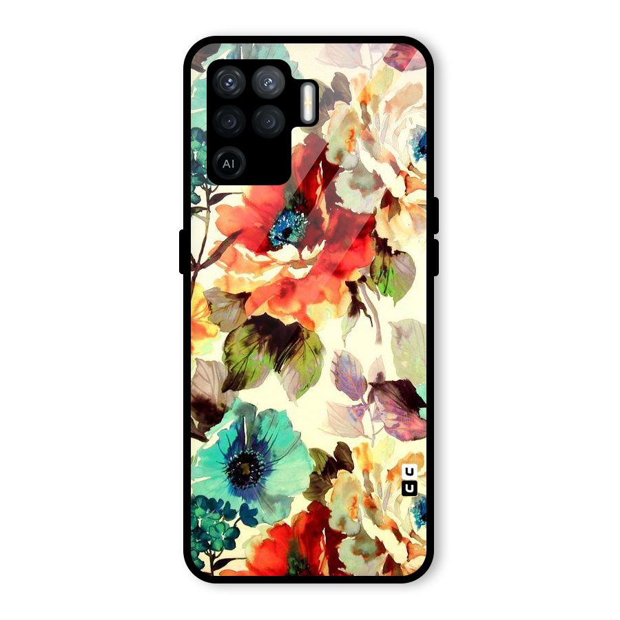 Artsy Bloom Flower Glass Back Case for Oppo F19 Pro