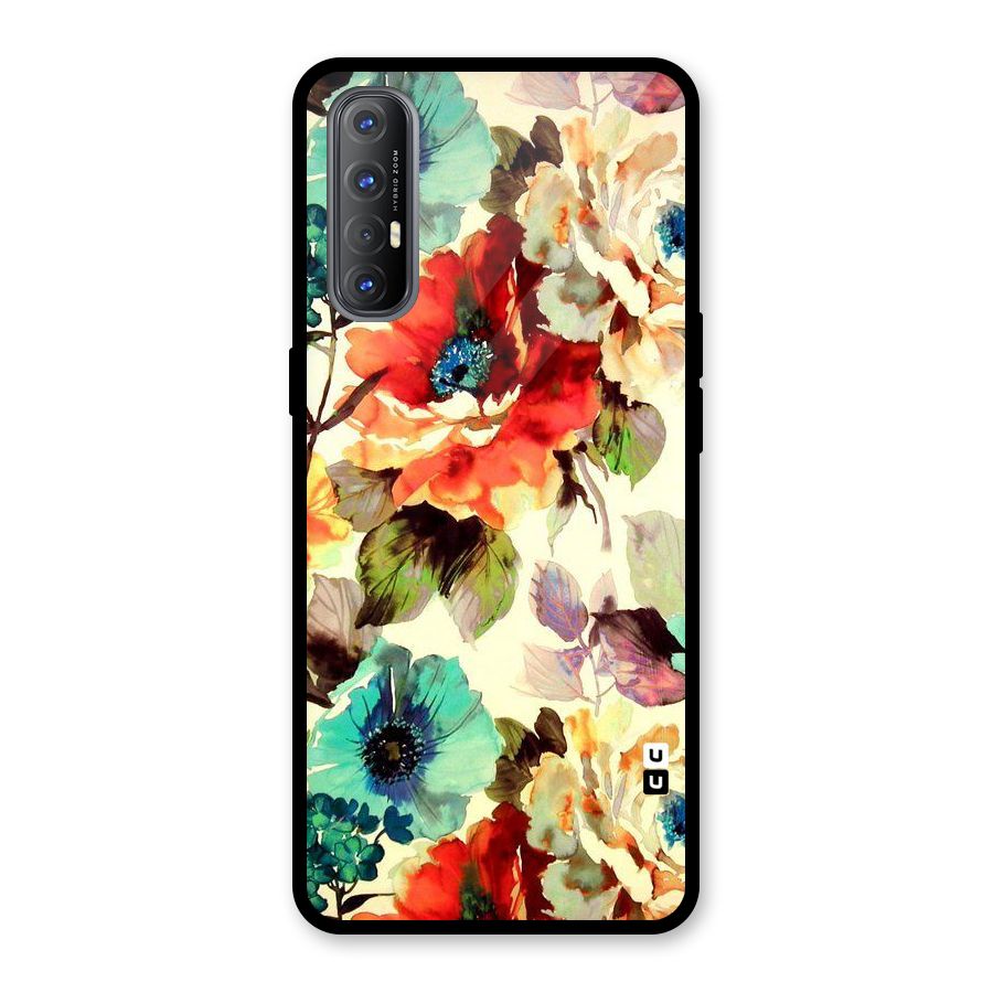 Artsy Bloom Flower Glass Back Case for Oppo Reno3 Pro