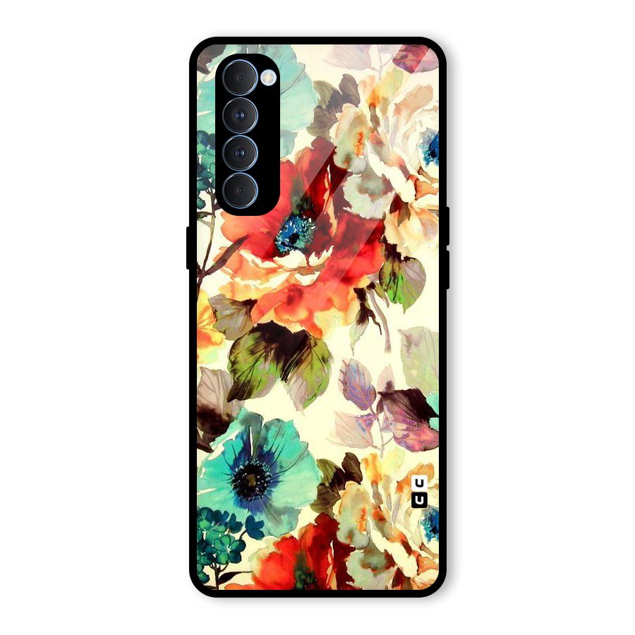 Artsy Bloom Flower Glass Back Case for Oppo Reno4 Pro