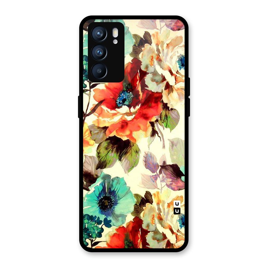 Artsy Bloom Flower Glass Back Case for Oppo Reno6 5G