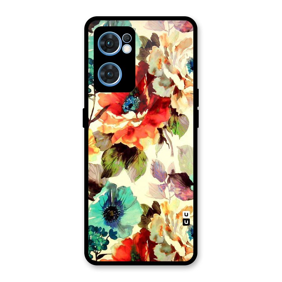 Artsy Bloom Flower Glass Back Case for Oppo Reno7 5G