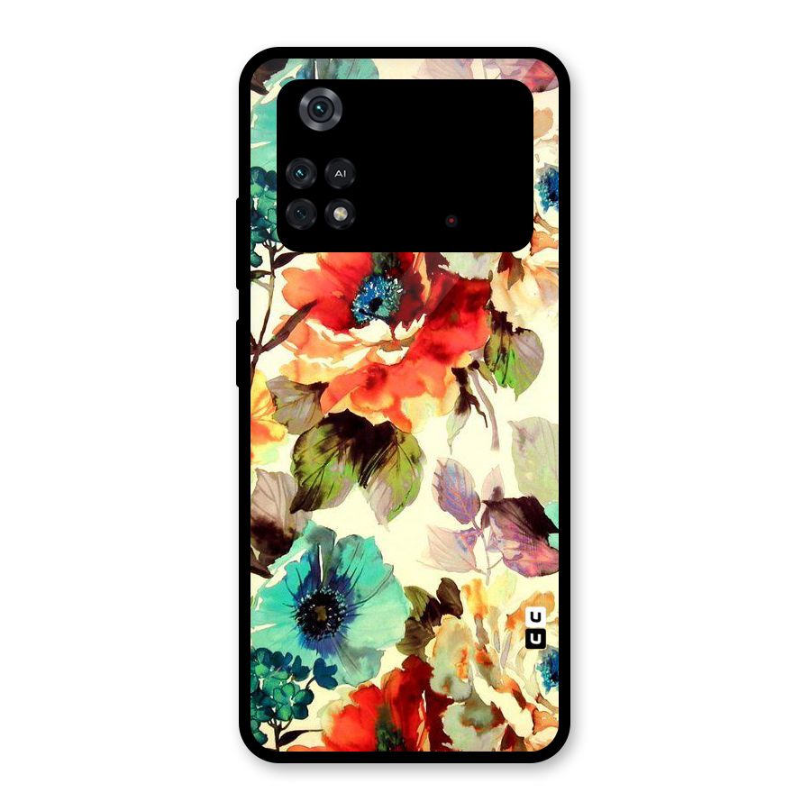 Artsy Bloom Flower Glass Back Case for Poco M4 Pro 4G