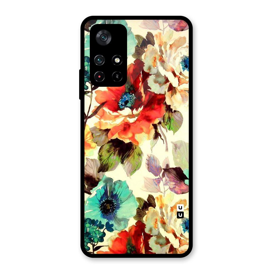 Artsy Bloom Flower Glass Back Case for Poco M4 Pro 5G