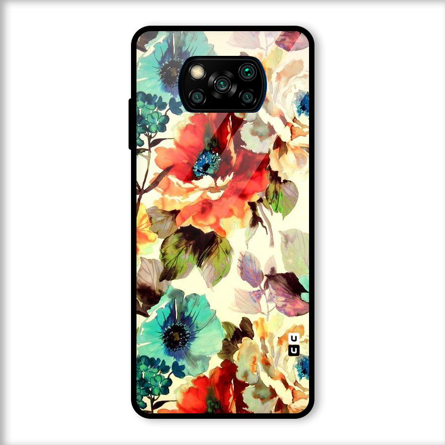 Artsy Bloom Flower Glass Back Case for Poco X3