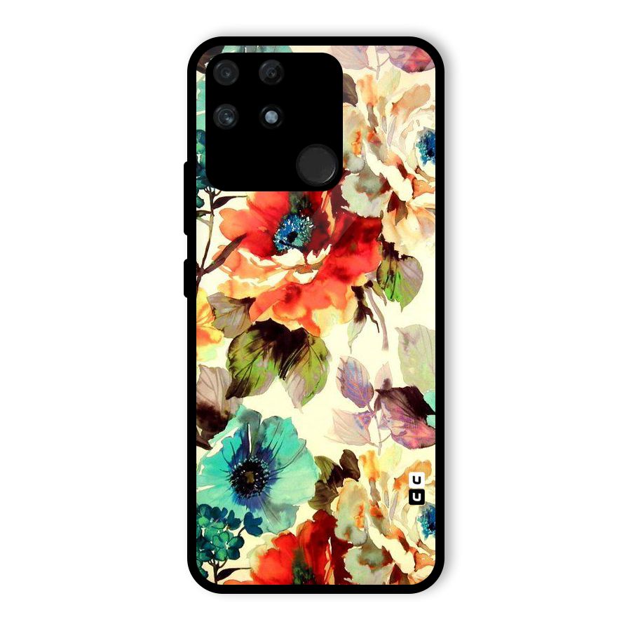 Artsy Bloom Flower Glass Back Case for Realme Narzo 50A