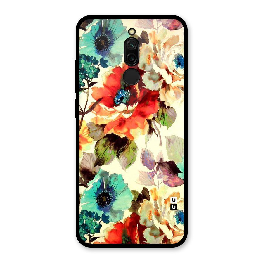 Artsy Bloom Flower Glass Back Case for Redmi 8