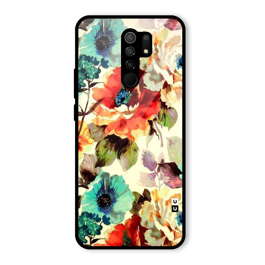 Artsy Bloom Flower Glass Back Case for Redmi 9 Prime