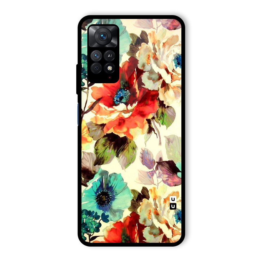 Artsy Bloom Flower Glass Back Case for Redmi Note 11 Pro