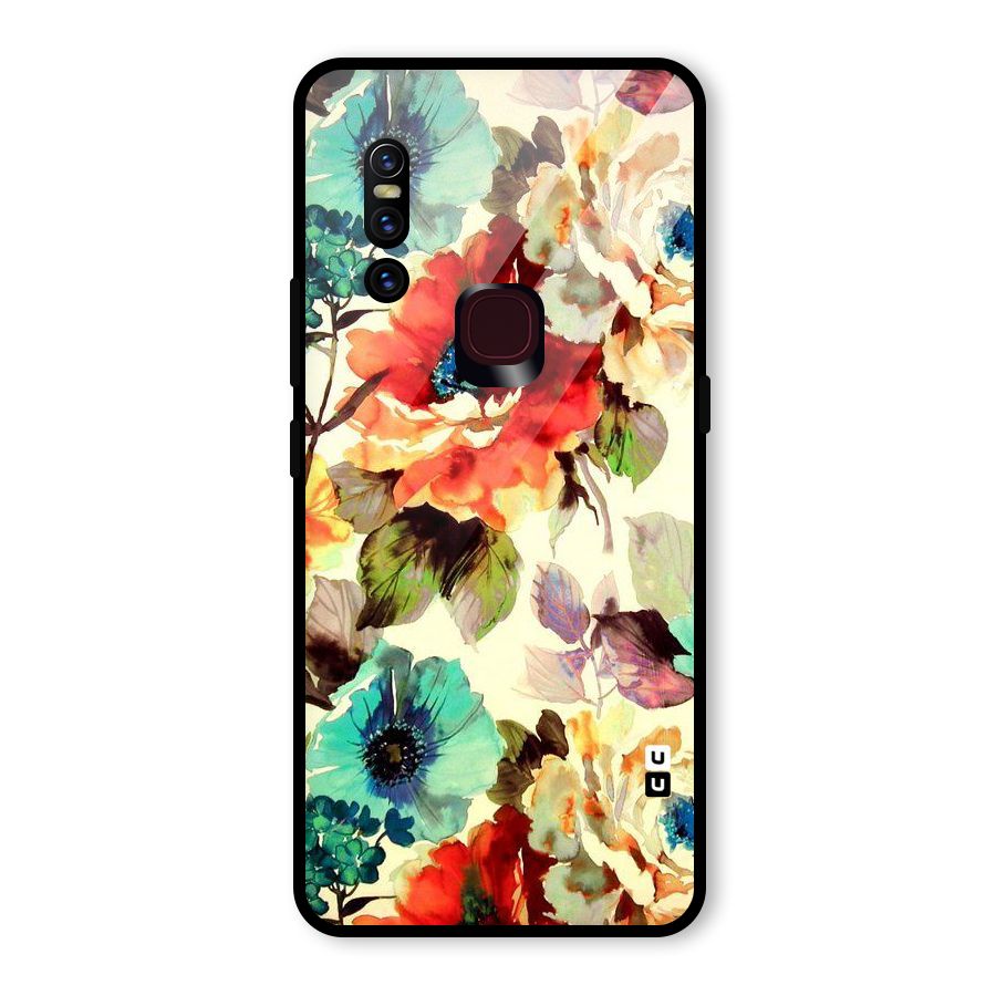 Artsy Bloom Flower Glass Back Case for Vivo V15