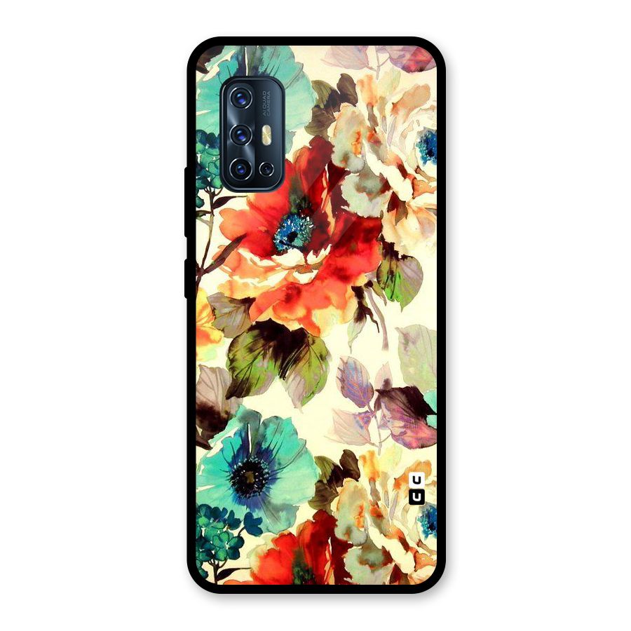 Artsy Bloom Flower Glass Back Case for Vivo V17
