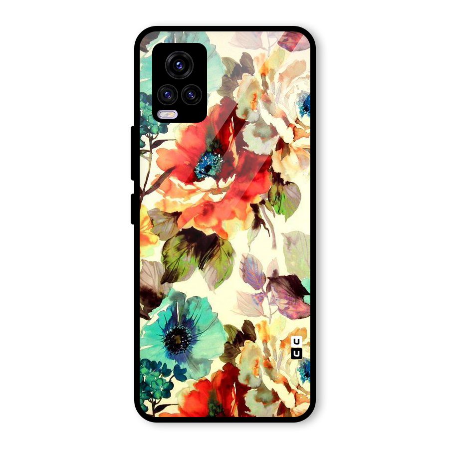 Artsy Bloom Flower Glass Back Case for Vivo V20